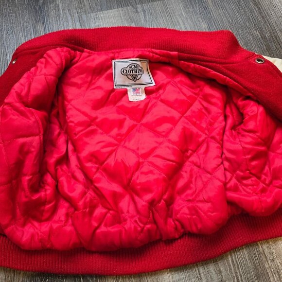 Vintage Varsity Jacket Looney Tunes Wool Leather Warner Bros Kids XS Embroidered - Picture 14 of 16